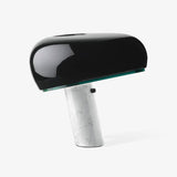Modern Marble Table Lamp  Carrara Base Black Dome Shade - Product detail 96