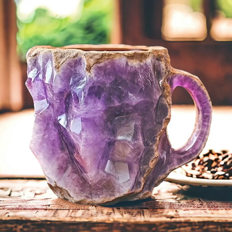 Amethyst Crystal Coffee Mug  Natural Stone Geode Design - Product showcase