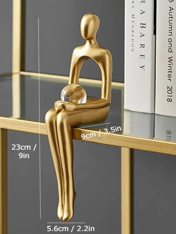 Abstract Figurine Set  Golden Metallic Contemporary Sculptures - Detailed view