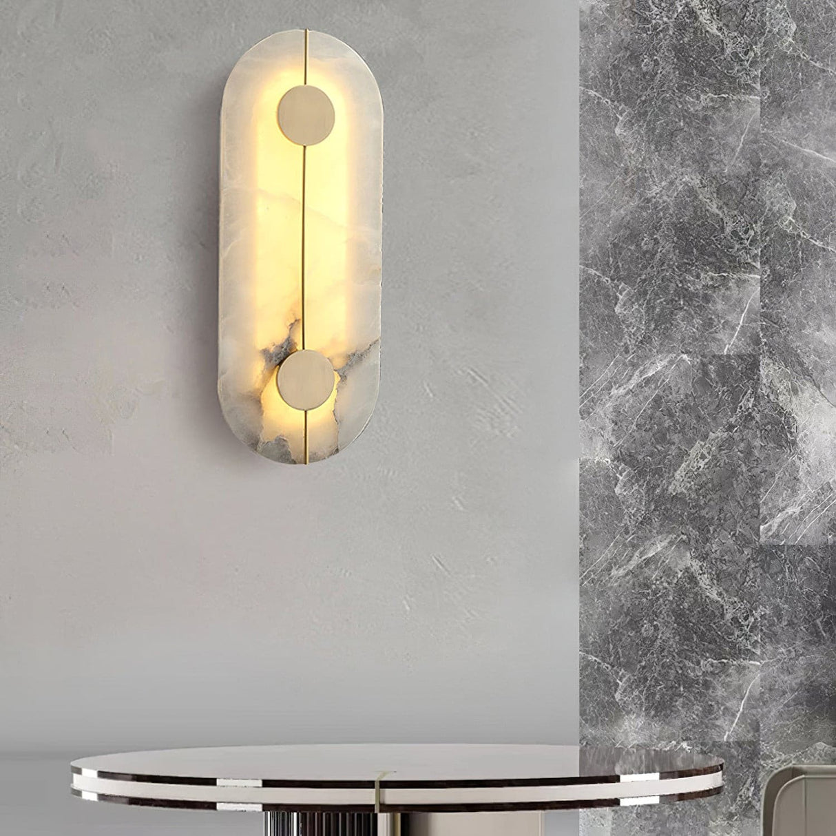 Art Deco Wall Lamp  Refined Stone  Gold Circle Design - Product detail 10