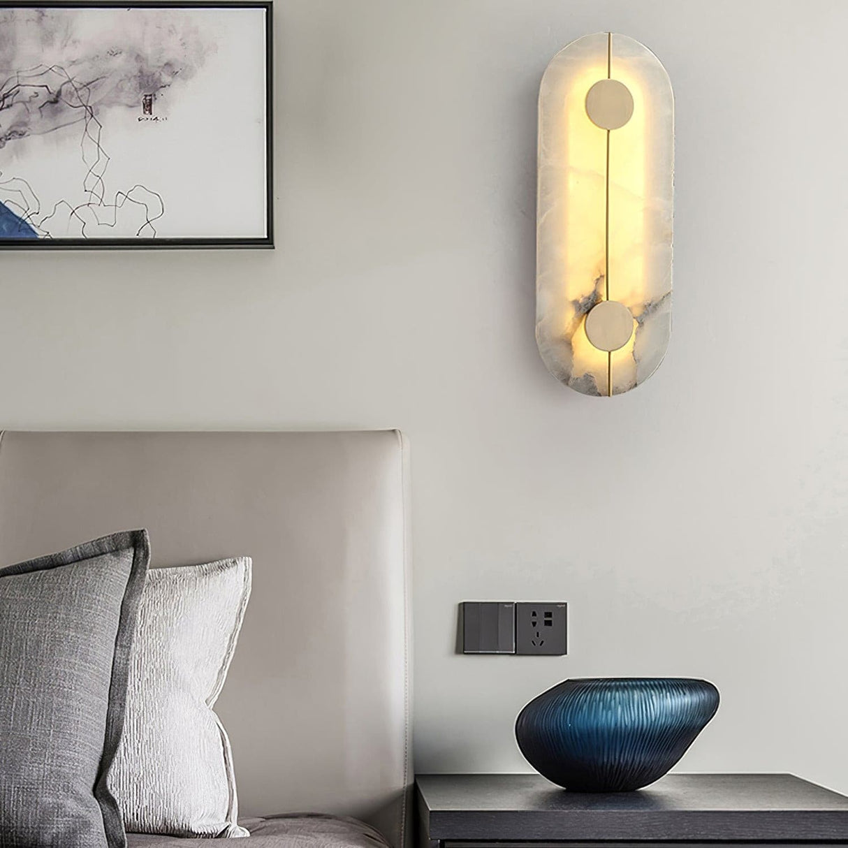 Art Deco Wall Lamp  Refined Stone  Gold Circle Design - Product detail 7