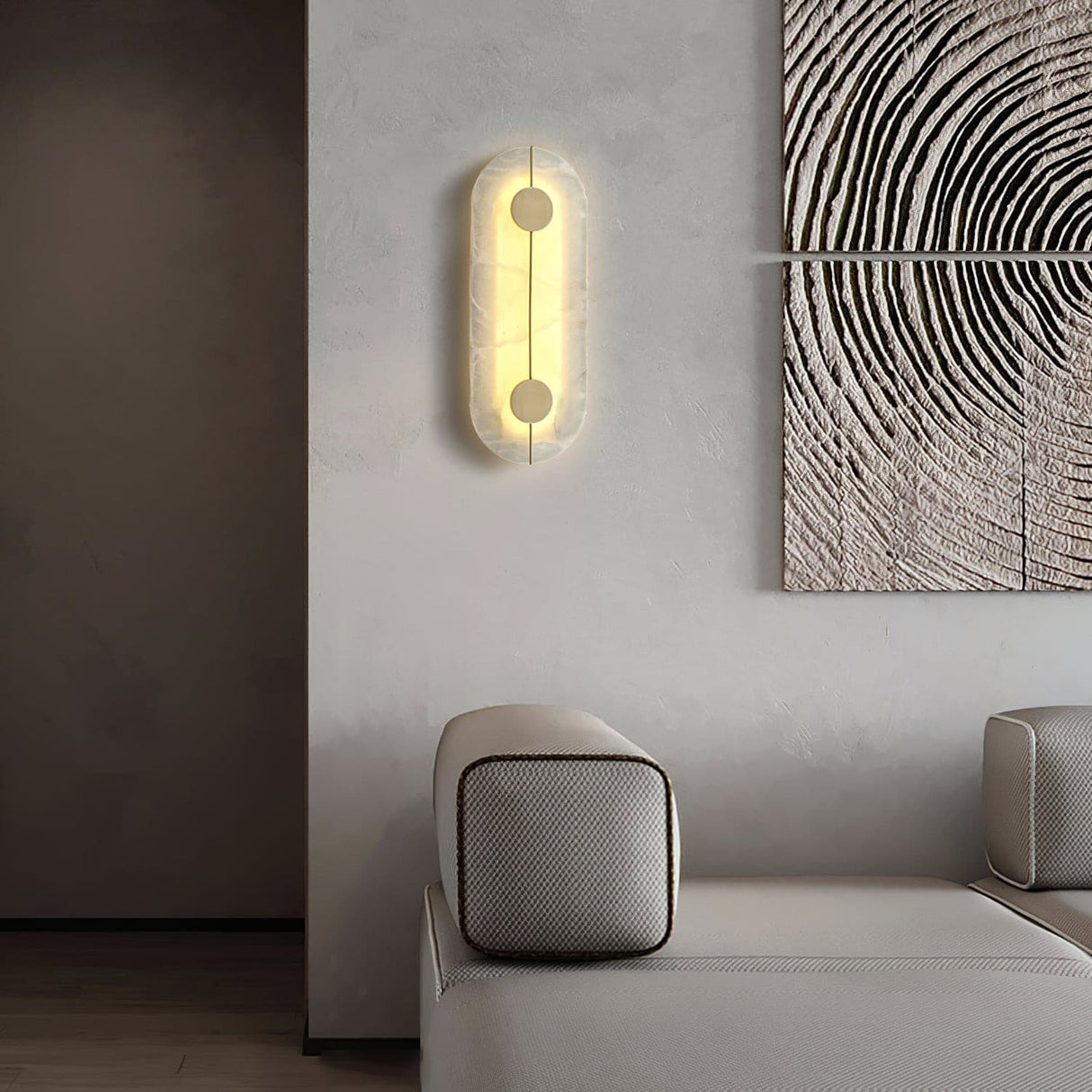 Art Deco Wall Lamp  Refined Stone  Gold Circle Design - Product detail 5