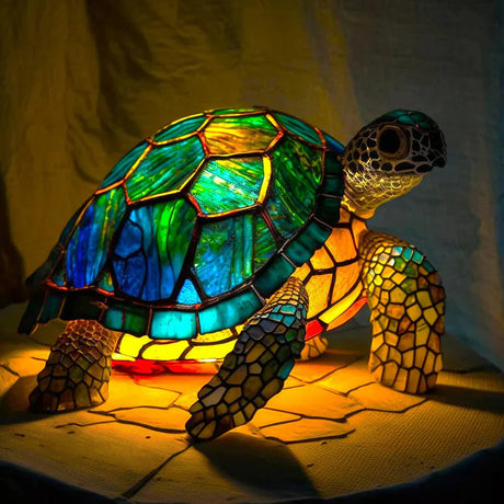 Stained Glass Table Lamp  Wolf Design with Mosaic Pattern - Product detail 11