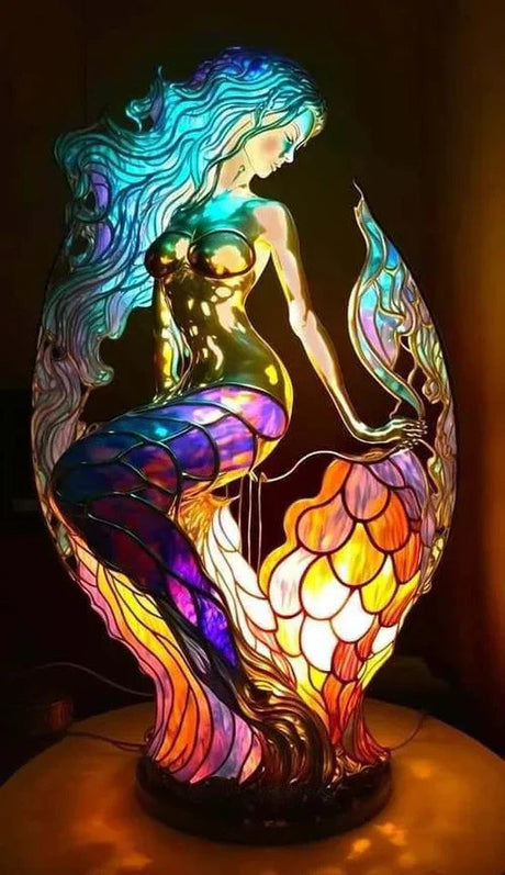 Stained Glass Table Lamp  Wolf Design with Mosaic Pattern - Product detail 13