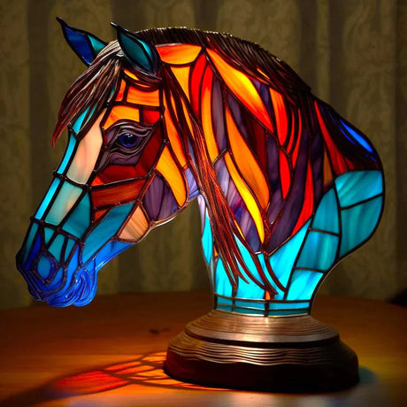 Stained Glass Table Lamp  Wolf Design with Mosaic Pattern - Product detail 14