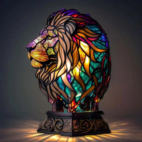 Mosaic Wolf Table Lamp  Stained Glass Art Light - Product detail 15