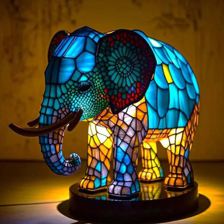 Stained Glass Table Lamp  Wolf Design with Mosaic Pattern - Product detail 16