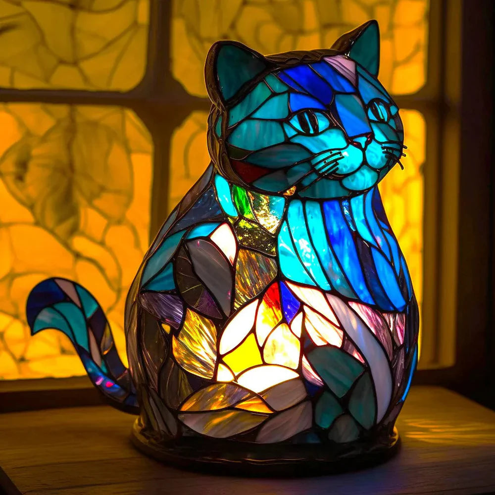 Stained Glass Table Lamp  Wolf Design with Mosaic Pattern - Product detail 17