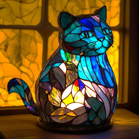 Stained Glass Table Lamp  Wolf Design with Mosaic Pattern - Product detail 17