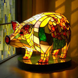Stained Glass Table Lamp  Wolf Design with Mosaic Pattern - Product example