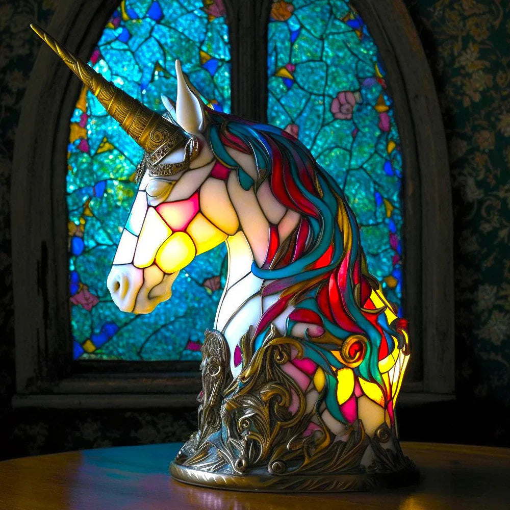 Stained Glass Table Lamp  Wolf Design with Mosaic Pattern - Product detail 8