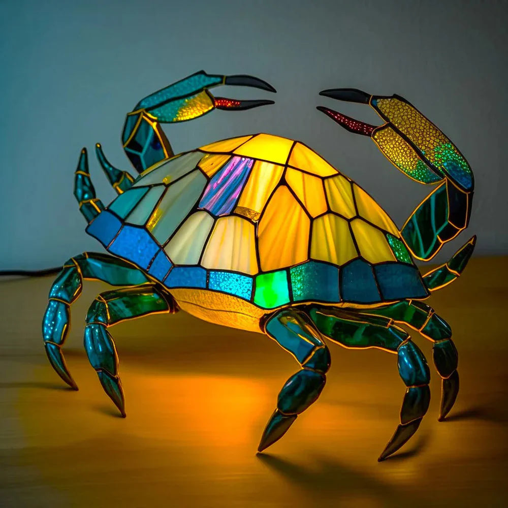 Stained Glass Table Lamp  Wolf Design with Mosaic Pattern - Product detail 9