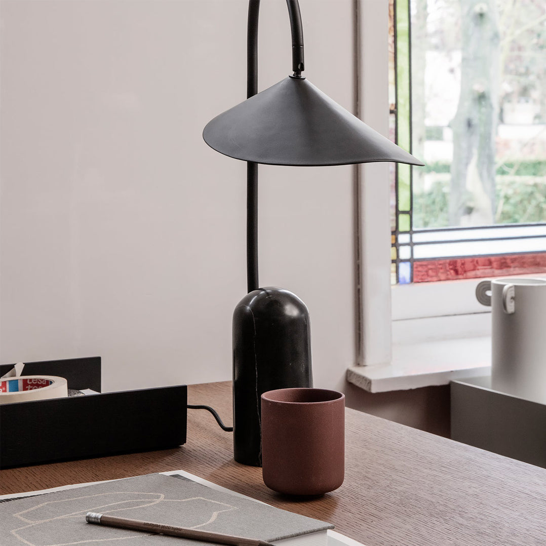 Modern Table Lamp  Black Marble Base with Curved Shade - Product detail 9