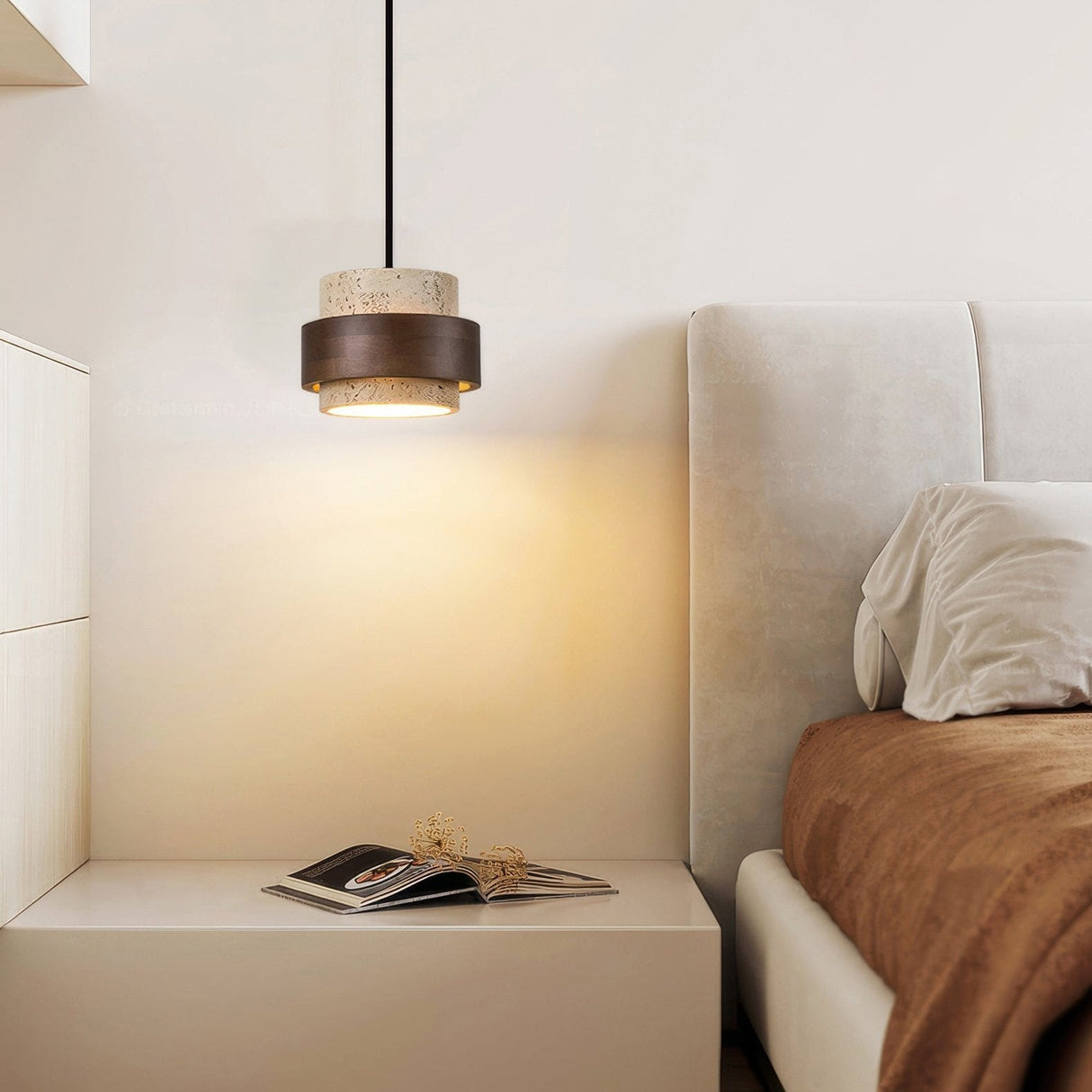 Modern Pendant Light  Travertine Wood Layered Design - Product detail 5