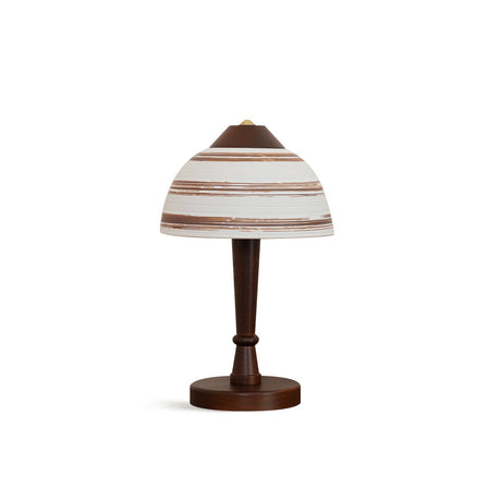 Modern LED Table Lamp  Walnut Wood Base with Striped Shade - Product detail 15