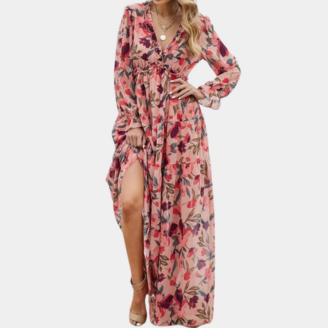 Floral Maxi Dress  V-Neck Long Sleeve Summer Design - Product detail 5