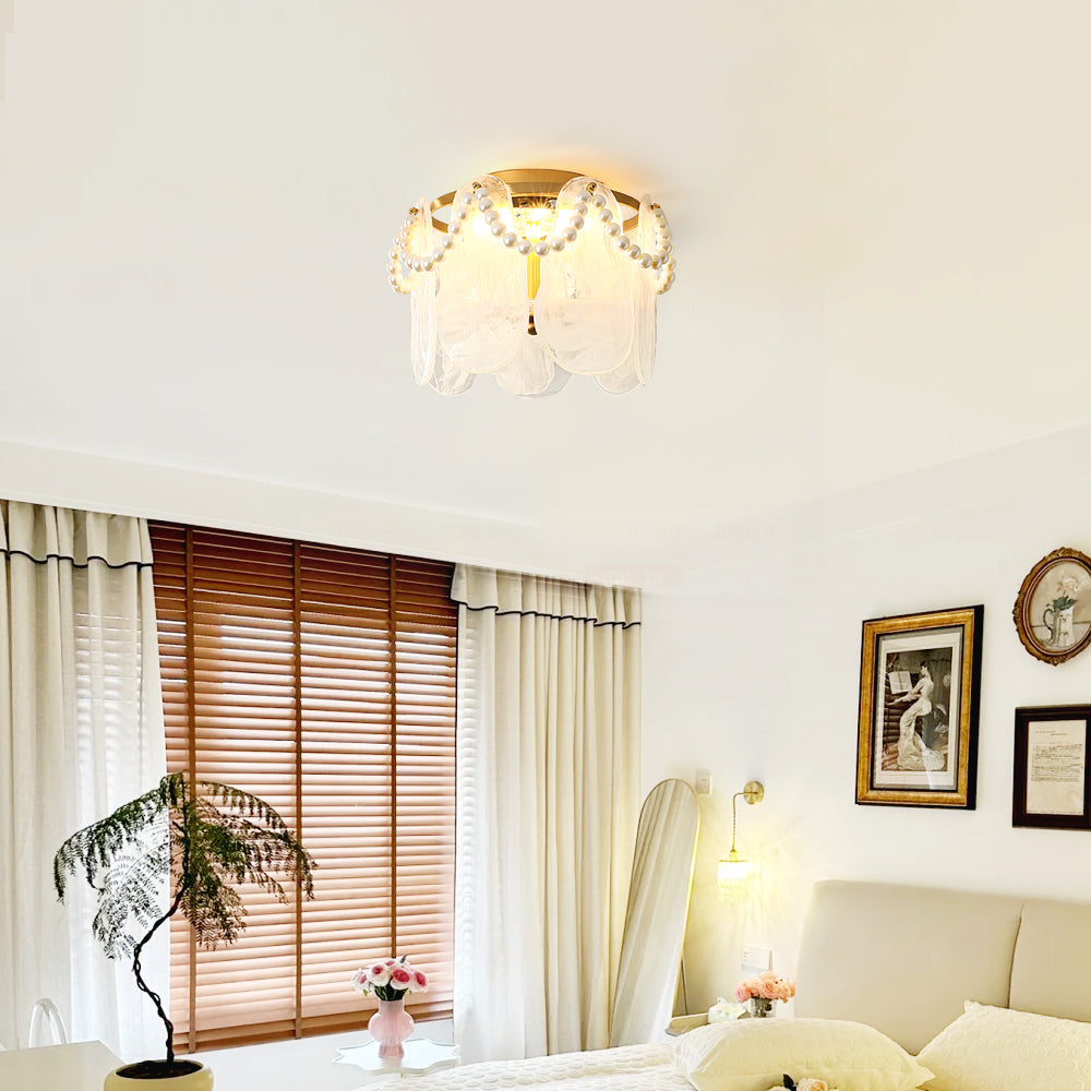 Pearl Ceiling Light  Golden Frame With Glass Panels - Product detail 8