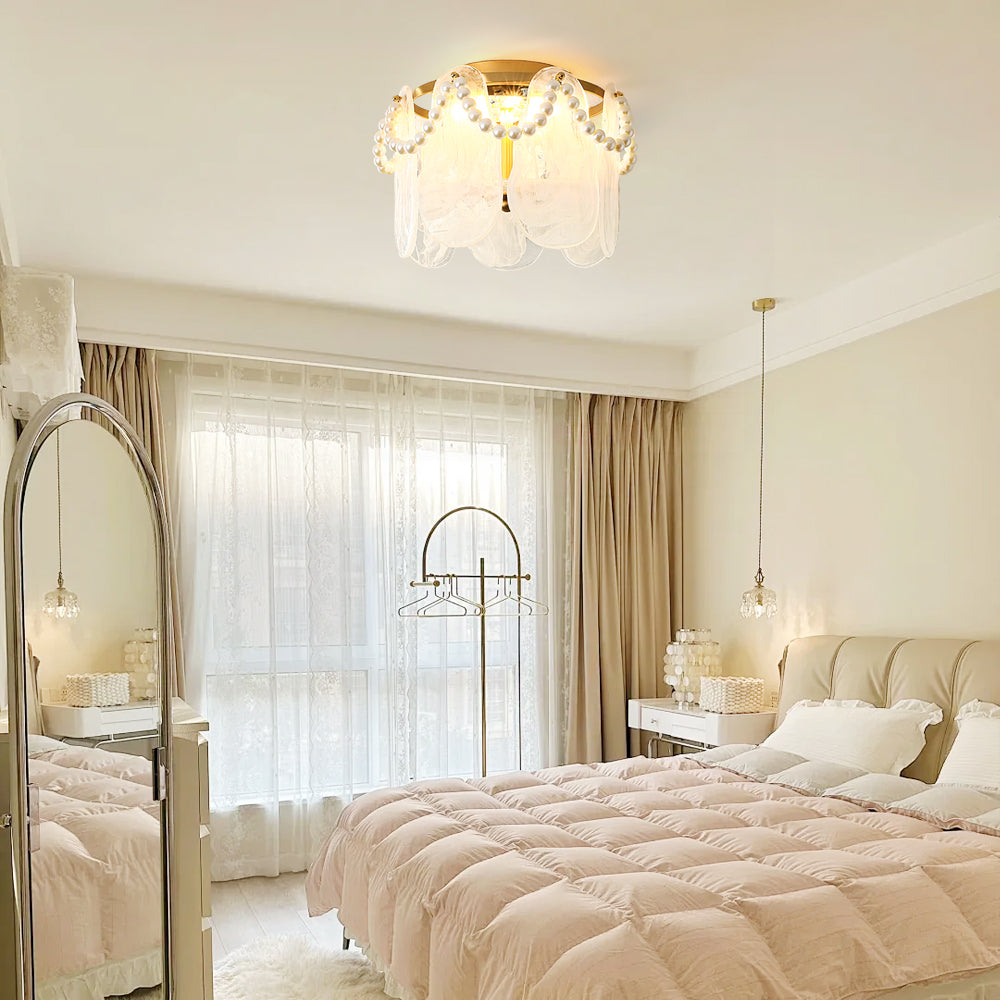 Pearl Ceiling Light  Golden Frame With Glass Panels - Product detail 5