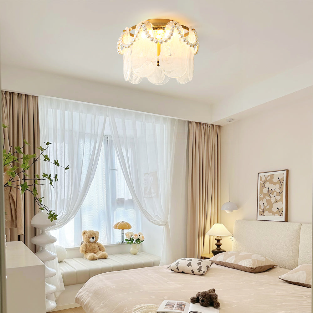Pearl Ceiling Light  Golden Frame With Glass Panels - Product detail 7