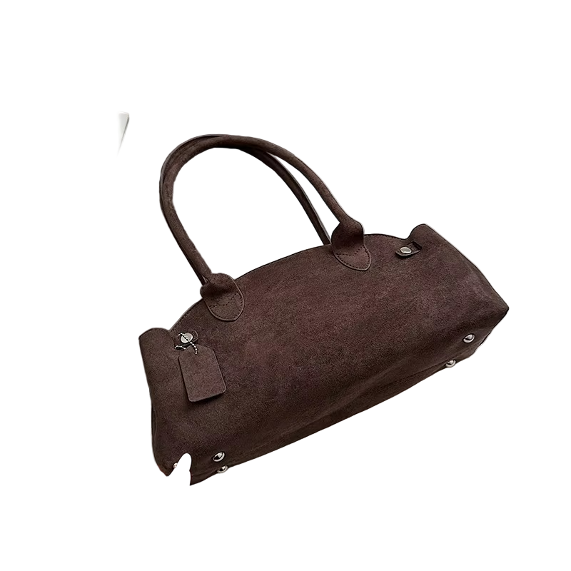 French Suede Shoulder Bag  Elegant Dual-Carry Design - Product example