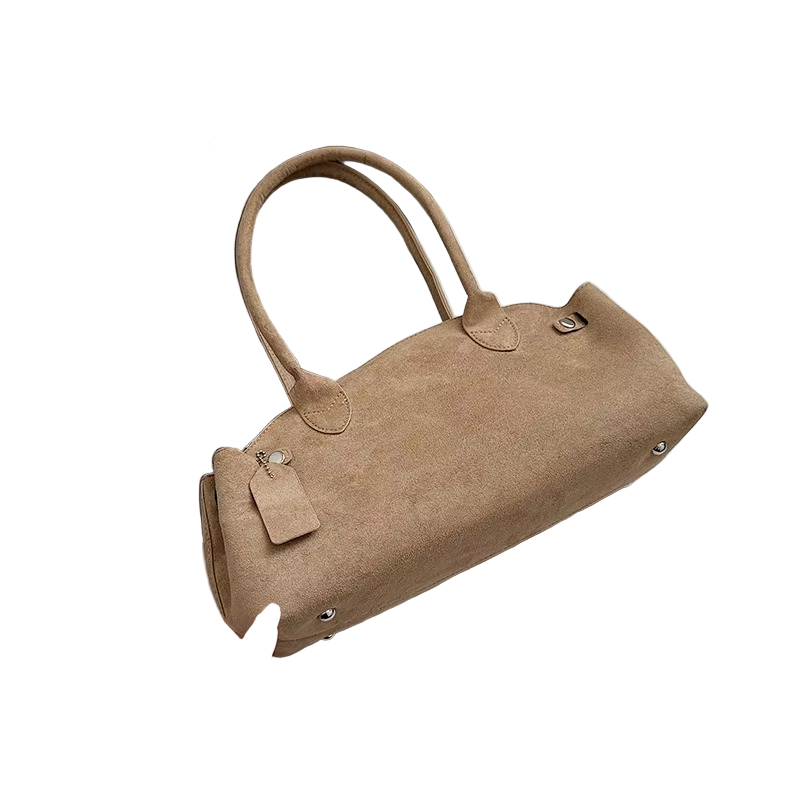 French Suede Shoulder Bag  Elegant Dual-Carry Design - Product detail 4