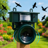 Motion Activated Bird Deterrent  Solar Powered Outdoor Repeller - Product showcase