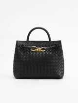 Woven Leather Handbag  Gold Twist Lock Detail - Product showcase