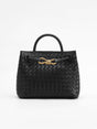 Woven Leather Handbag  Gold Twist Lock Detail - Product showcase
