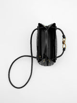Woven Leather Handbag  Gold Twist Lock Detail - Product example