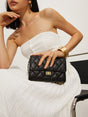 Quilted Chain Clutch Bag  Classic Diamond Pattern Leather Look - Product showcase