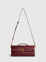 Woven Leather Clutch  Burgundy Interlaced Pattern - Product detail 4