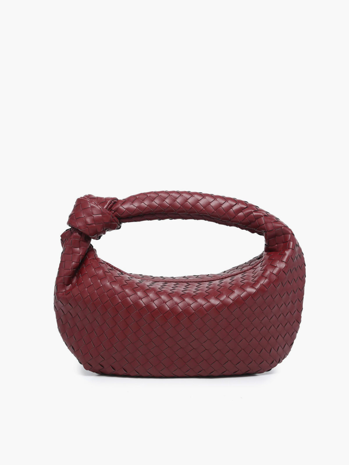Designer Crescent Shoulder Bag  Woven Leather Pattern - Detailed view