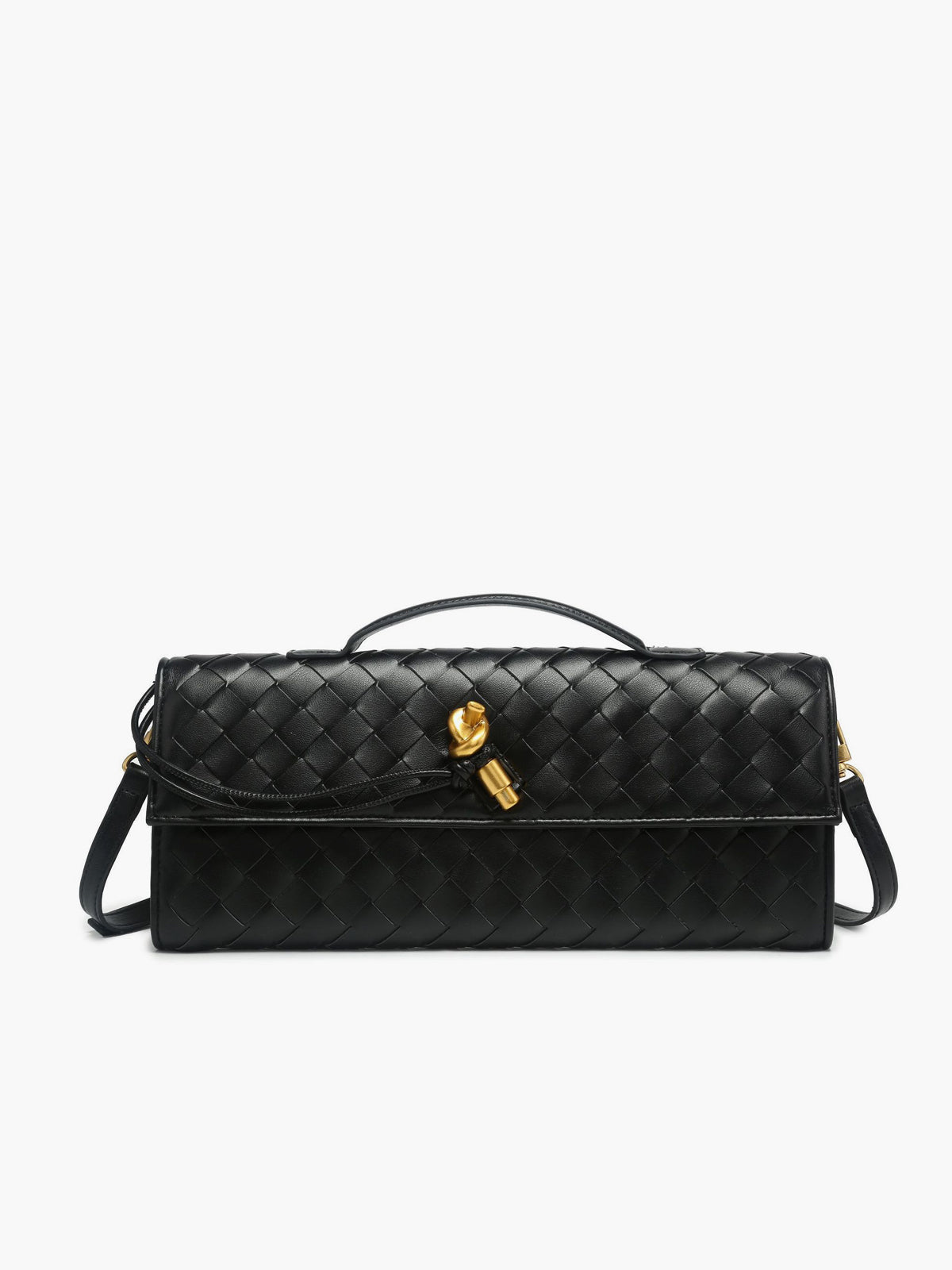 Woven Leather Clutch  Burgundy Interlaced Pattern - Product detail 7