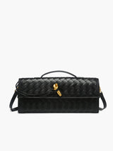 Woven Leather Clutch  Burgundy Interlaced Pattern - Product detail 7