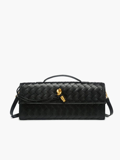 Woven Leather Clutch  Burgundy Interlaced Pattern - Product detail 7