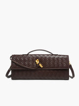 Woven Leather Clutch  Burgundy Interlaced Pattern - Product detail 8