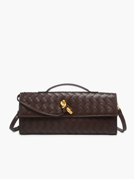 Woven Leather Clutch Bag  Burgundy Intrecciato Pattern - Product detail 8