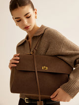 Classic Suede Shoulder Bag  Structured Flap Design - Product detail 5