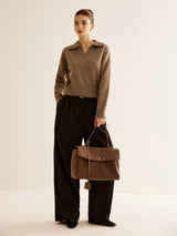 Classic Suede Shoulder Bag  Structured Flap Design - Product detail 4