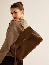 Classic Suede Shoulder Bag  Structured Flap Design - Product example