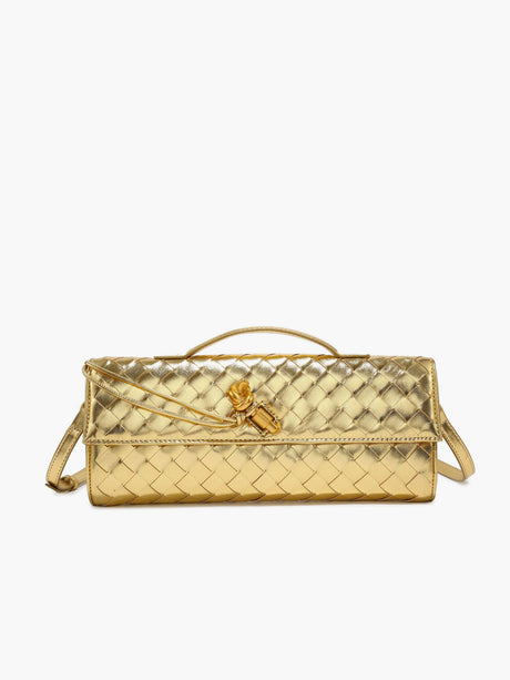 Woven Leather Clutch  Burgundy Interlaced Pattern - Product detail 9