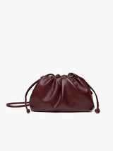 Ruched Leather Clutch Bag  Soft Gathered Design - Detailed view