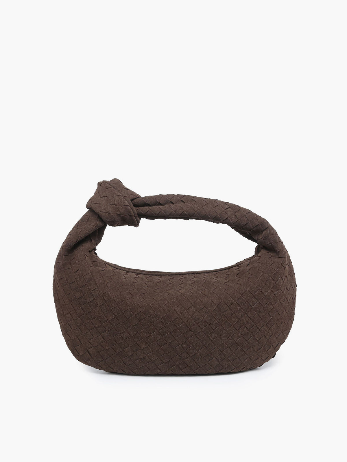 Woven Hobo Bag  Textured Suede Crescent Design - Detailed view