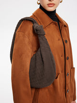 Woven Hobo Bag  Textured Suede Crescent Design - Product detail 4