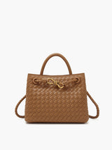 Woven Leather Handbag  Gold Twist Lock Detail - Product detail 4