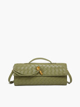 Woven Leather Clutch Bag  Burgundy Intrecciato Pattern - Product detail 10