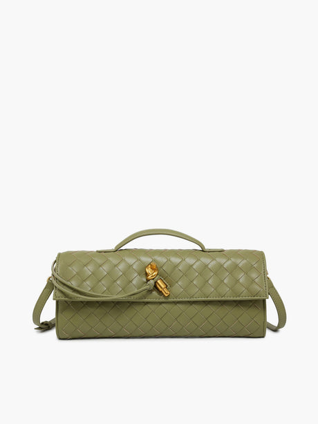 Woven Leather Clutch  Burgundy Interlaced Pattern - Product detail 10