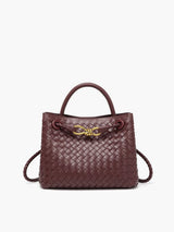 Woven Leather Handbag  Gold Metal Twist Detail - Product detail 5