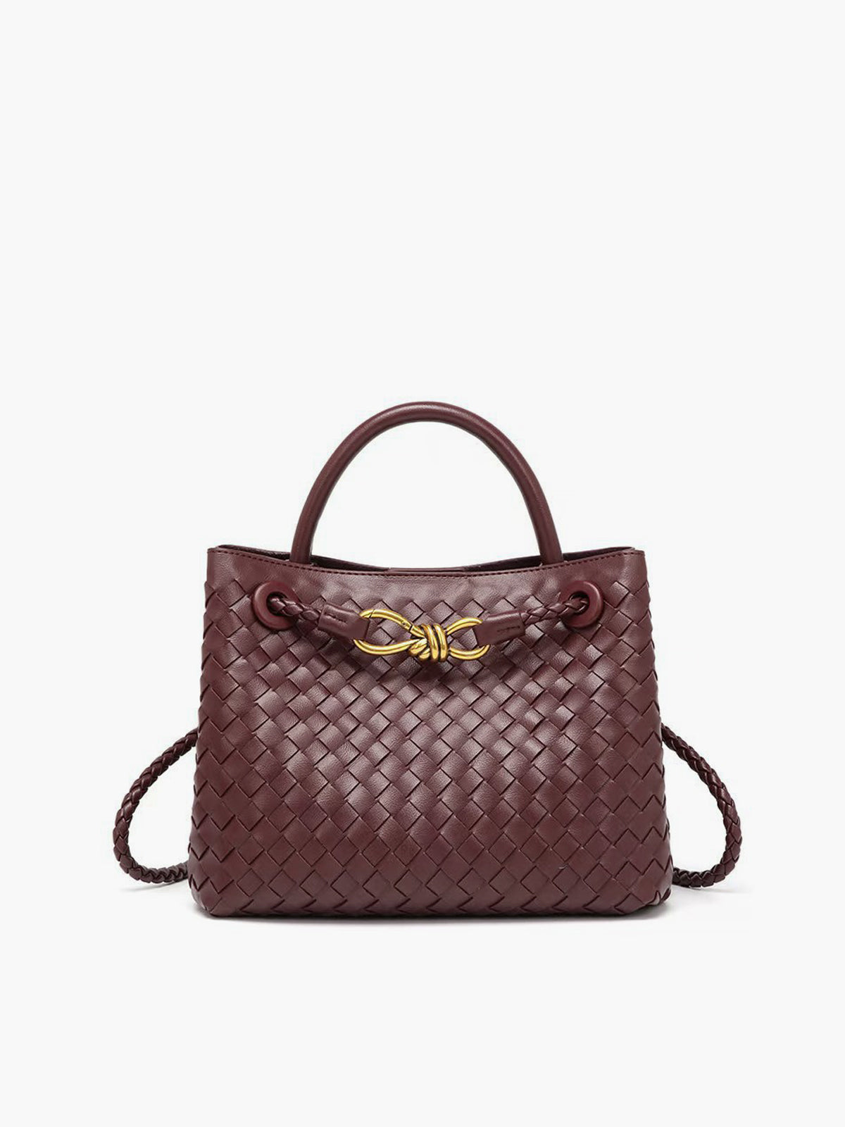 Woven Leather Handbag  Gold Twist Lock Detail - Product detail 5