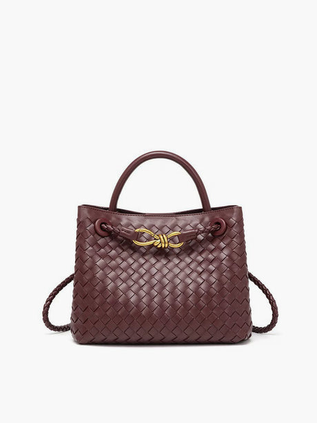 Woven Leather Handbag  Gold Twist Lock Detail - Product detail 5